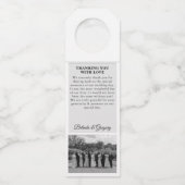 の新聞結婚おもしろい白黒写真ありがとう ボトルネックタグ (裏面)