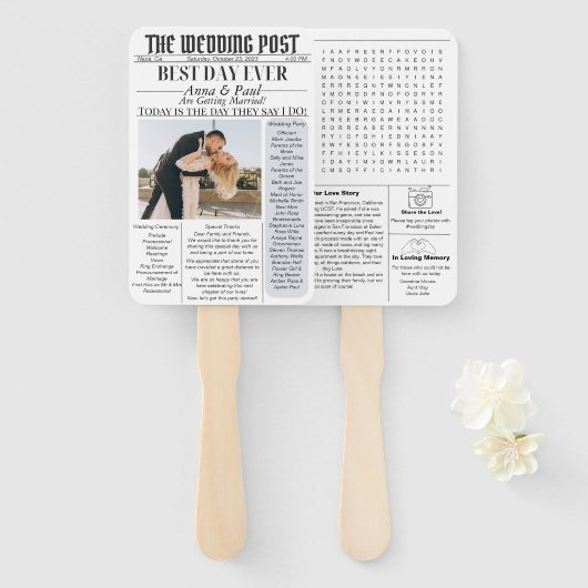 の新聞結婚ポストプログラムファン ハンドファン (正面&裏面)