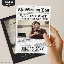 の新聞結婚招待状、フォトウェディング招待 招待状