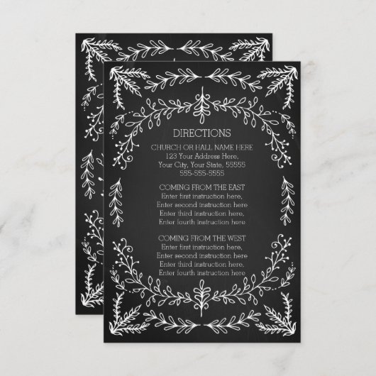 の方向カ結婚ードヴィンテージChalkboard エンクロージャーカード (正面/裏面)