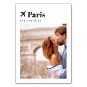 の旅行結婚テーマの目的地の写真と名前 テーブルナンバー (正面)