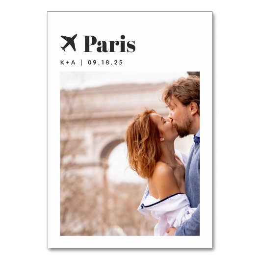 の旅行結婚テーマの目的地の写真と名前 テーブルナンバー (正面)