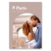 の旅行結婚テーマの目的地の写真と名前 テーブルナンバー (裏面)