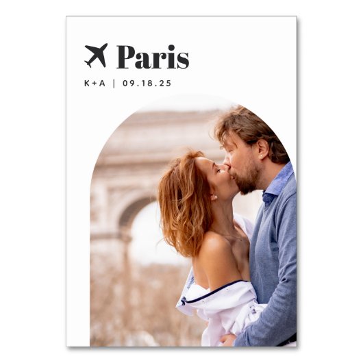 の旅行結婚テーマの目的地の写真と名前 テーブルナンバー (裏面)