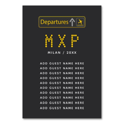 の旅行結婚テーマ空港出発委員会 テーブルナンバー (正面)