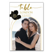 の旅行結婚先の名前フォトホワイト金ゴールド テーブルナンバー (正面)