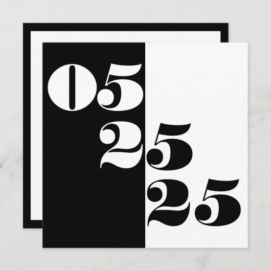 の日クール付タイポグラフィブロック白黒 セーブザデート (正面/裏面)