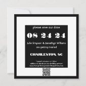 の日クール付タイポグラフィブロック白黒 セーブザデート (裏面)