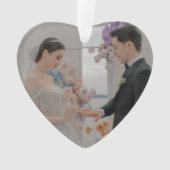 の日付結婚ハートカレンダー記念日ギフト オーナメント (裏面)