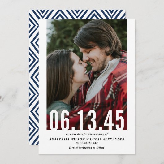 の日付結婚切り出し垂直方向の写真日付を保存 セーブザデート (正面/裏面)