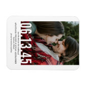 の日付結婚切り出し垂直方向の写真日付を保存 マグネット (横)