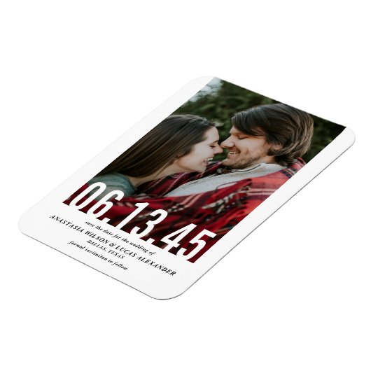 の日付結婚切り出し垂直方向の写真日付を保存 マグネット (左側)