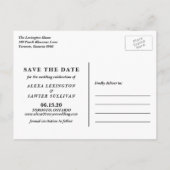 の日付結婚切り出し垂直方向の写真日付を保存 案内ポストカード (裏面)