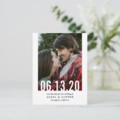 の日付結婚切り出し垂直方向の写真日付を保存 案内ポストカード (スタンド正面)