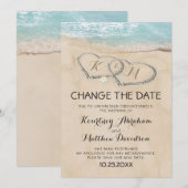 の日付結婚変更トロピカルビーチ セーブザデート (正面/裏面)