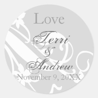 の日付結婚封筒用シールまたはギフトラベルシール ラウンドシール