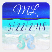 の日付結婚新郎新婦イニシャルシール スクエアシール (正面)