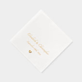 の日付結婚新郎新婦モノグラムパーティーカクテル 箔ナプキン (右)