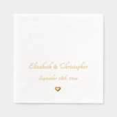 の日付結婚新郎新婦モノグラムパーティーカクテル 箔ナプキン (正面)