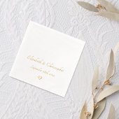 の日付結婚新郎新婦モノグラムパーティーカクテル 箔ナプキン