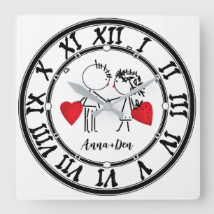 の日結婚バレンイン，愛 スクエア壁時計
