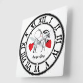 の日結婚バレンイン，愛 スクエア壁時計 (傾斜)
