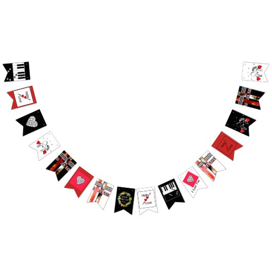 の日結婚バレンイン，愛 バンティングフラッグ (全)