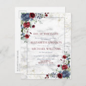 の日結婚付け延期ブルーブルゴーニュフローラ 案内ポストカード (正面/裏面)