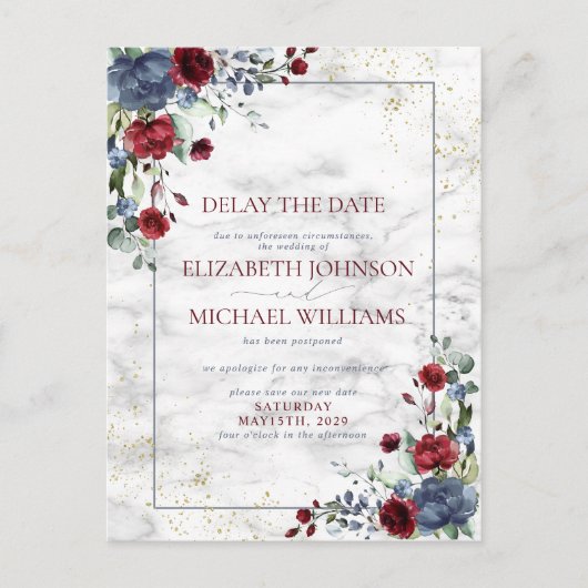 の日結婚付け延期ブルーブルゴーニュフローラ 案内ポストカード (正面)