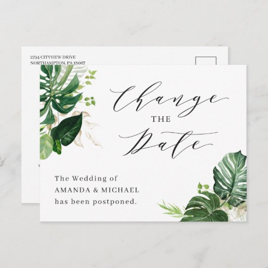 の日結婚付の変更トロピカルパーム離れ ポストカード (正面/裏面)