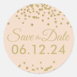 の日結婚付救金ゴールドグリッター紙吹雪赤面バラ ラウンドシール