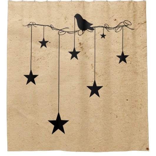 の星とぶら下がったクロウシャワーのカーテン シャワーカーテン (正面)
