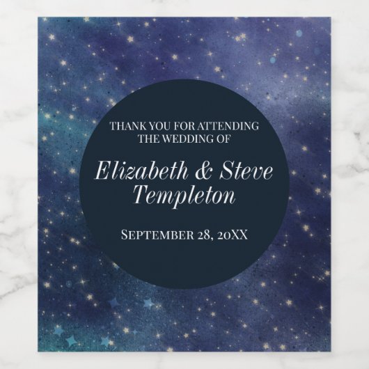 の星結婚の夜の天空ありがとう海軍 ワインラベル (シングルラベル)