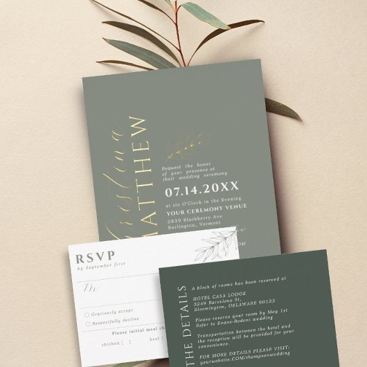 の暗モダン結婚緑の詳細エンクロージャカード エンクロージャーカード