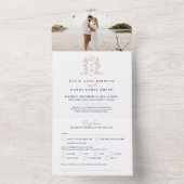 の暗結婚色バラ金ゴールドクラウンモノグラム写真 オールインワン招待状 (内側)