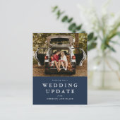 の更新結婚日付ネイビー写真の変更 ポストカード (スタンド正面)