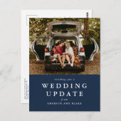 の更新結婚日付ネイビー写真の変更 ポストカード (正面/裏面)