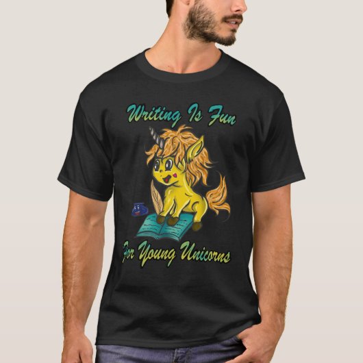 の書おもしろいは若いユニコーン Tシャツ (正面)