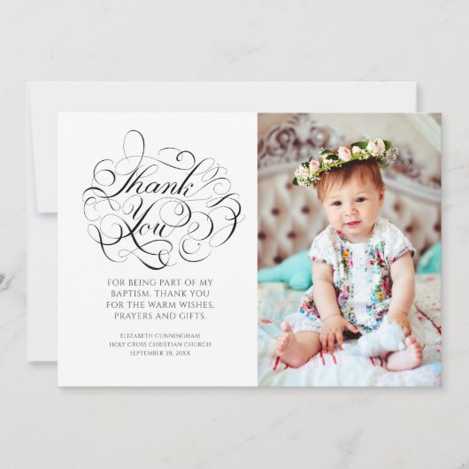 の書クラシック写バプテスマありがとう サンキューカード (正面)