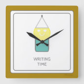 の書タイムウォール時計の詩人Adiela Akoo スクエア壁時計 (正面)