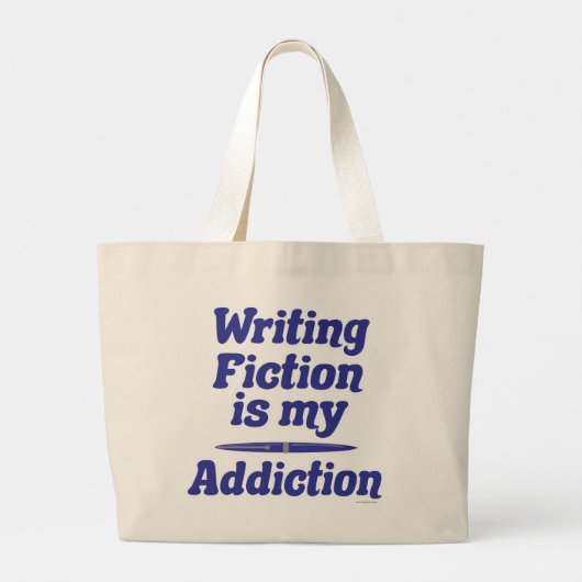 の書フィクションは私の中毒作家引用文おもしろい ラージトートバッグ (裏面)