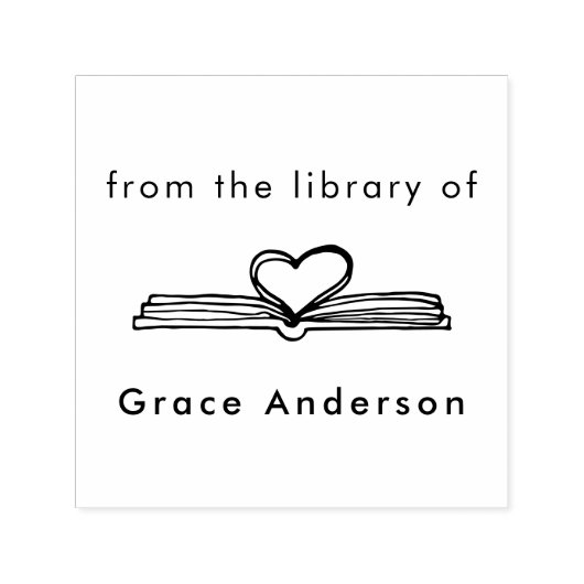 ~の書庫から手書きの本ハート セルフインキングスタンプ (デザイン)