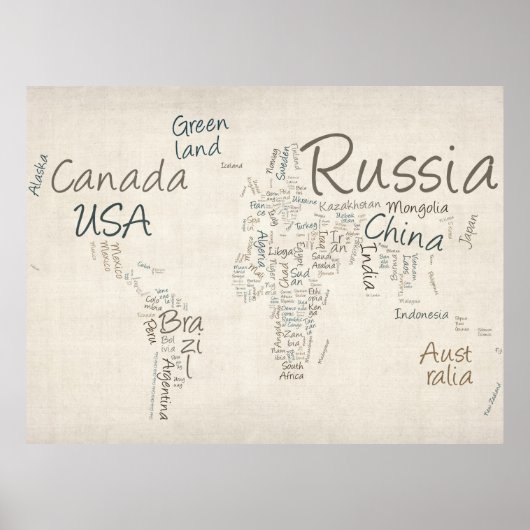 の書文字世界地図 ポスター (正面)