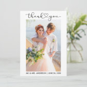 の書結婚字モダンハートスクリプト サンキューカード (スタンド正面)