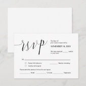 の書結婚書、シンプルBlack Script、RSVP エンクロージャーカード (正面/裏面)