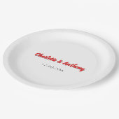 の書結婚跡エレガントクリエイティブ赤白 ペーパープレート (アングル)