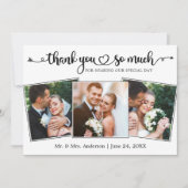 の書結婚跡スクリプトハート3枚の写真 サンキューカード (正面)