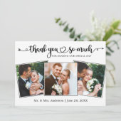 の書結婚跡スクリプトハート3枚の写真 サンキューカード (スタンド正面)