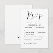 の書結婚跡、黒文字、ディナーRSVP エンクロージャーカード (正面/裏面)