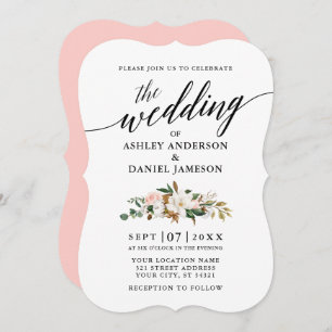 の書結婚道水彩マグノリアスバラ 招待状